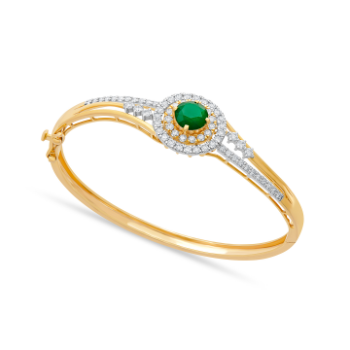 Pear shaped emarald Diamond bracelet in 14K Yellow Gold