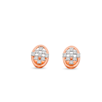 Oval Shaped 14K Rose Gold Daimond stud