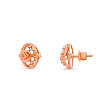 Oval Shaped 14K Rose Gold Daimond stud